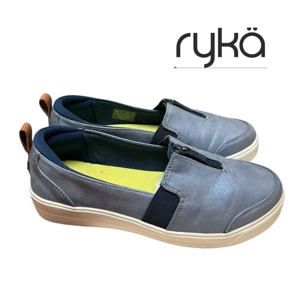 RYKA Women's Vivvi Blue Slip-on Zipper Sneakers 7.5  7.5W Wide